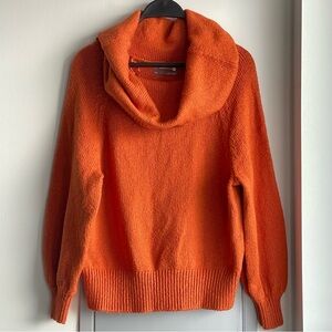 ANTHROPOLOGIE Cozy Orange Cotton Mix Cowl Neck Sweater